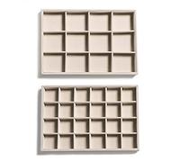 Frebeauty empilable bijoux en velours plateau de rangement tiroir insert bijoux plateau de rangement goujons boucles d'oreilles bracelet collier anneaux accessoires plateau femmes (Set 2, Beige)
