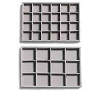 Frebeauty empilable bijoux en velours plateau de rangement tiroir insert bijoux plateau de rangement goujons boucles d'oreilles bracelet collier anneaux accessoires plateau femmes (Set 2, Gris)