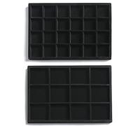 Frebeauty empilable bijoux en velours plateau de rangement tiroir insert bijoux plateau de rangement goujons boucles d'oreilles bracelet collier anneaux accessoires plateau femmes (Set 2, Noir