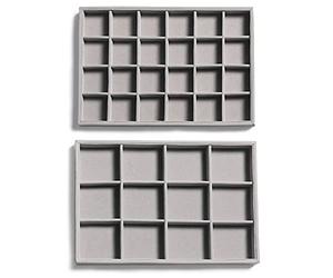 Frebeauty empilable bijoux en velours plateau de rangement tiroir insert bijoux plateau de rangement goujons boucles d'oreilles bracelet collier anneaux accessoires plateau femmes (Set 2, Gris)