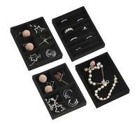 Frebeauty Petit plateau à bijoux, plateau de rangement empilable en velours, mini organisateur de tiroir à bijoux, inserts de tiroir, 12 x 9 x 2 cm, organisateur de boucles d'oreilles pour femme