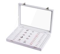 Frebeauty Plateau de rangement pour bagues/boucles d'oreilles avec couvercle transparent, 10 emplacements pour tiroir en velours, boîte de rangement à bijoux, couvercle en verre transparent, vitrine,