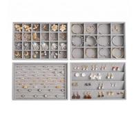 Frebeauty Plateaux de rangement bijoux en velours, empilables lot de 4