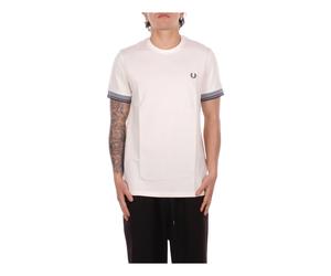 Fred Perry - Logo Front T-shirt - Homme - Tops - Beige - Taille: M