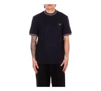 Fred Perry - Logo Front T-shirt - Homme - Tops - Bleu - Taille: L