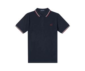 Fred Perry - Polo Coupe Slim Double Liseré - Homme - Tops - Bleu - Taille: S
