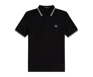 Fred Perry - Polo Slim Fit à Double Liseré - Homme - Tops - Noir - Taille: 2XL