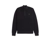 Fred Perry - Pull à demi-zip en maille gaufrée noir - Homme - Pulls - Noir - Taille: L