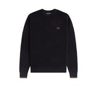 Fred Perry - Pull col rond à texture gaufrée - Homme - Pulls - Noir - Taille: XL