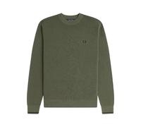 Fred Perry - Pull en coton vert à encolure ronde gaufrée - Homme - Pulls - Vert - Taille: XS