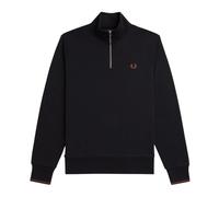 Fred Perry - Pull en jersey de coton à demi-zip - Homme - Sweatshirts et sweats à capuche - Noir - Taille: XL