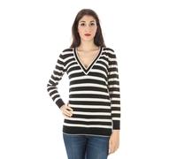 Fred Perry - Pull en laine à col en V - Femme - Pulls - Noir - Taille: 38 FR