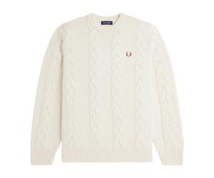 Fred Perry - Pull Torsadé en Laine - Femme - Pulls - Beige - Taille: 40 FR