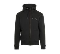 Fred Perry - Sweat à Capuche Noir avec Fermeture Éclair - Homme - Sweatshirts et sweats à capuche - Noir - Taille: S