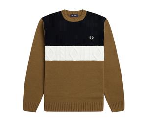 Fred Perry - Sweats à capuche à blocs de couleur pour hommes - Femme - Pulls - Beige - Taille: 44 FR