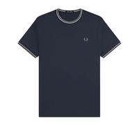 Fred Perry - T-shirt à double bande - Homme - Tops - Bleu - Taille: L
