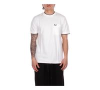 Fred Perry - T-shirt avec Logo Avant et Poche - Homme - Tops - Blanc - Taille: XL