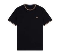 Fred Perry - T-Shirt Double Liseré - Homme - Tops - Noir - Taille: S