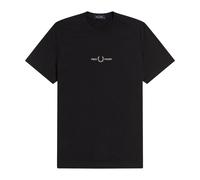 Fred Perry - T-Shirt Graphique Logo Brodé - Homme - Tops - Noir - Taille: L