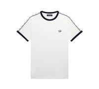 Fred Perry - T-Shirt Ringer d`Inspiration 90s avec Bande Logo Couronne de Laurier - Homme - Tops - Blanc - Taille: 3XL