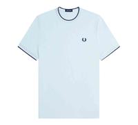 Fred Perry - Tee-shirt côtelé à contraste Celeste - unisex - Tops - Bleu - Taille: S