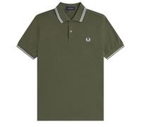 Fred Perry Twin Tipped Polo Shirt Laurel Wreath Green/Ecru/Dusky Blue