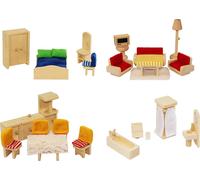 Freda Meubles de poupées Meubles de maison de poupées en bois 28 pièces + housses Housses Coussins