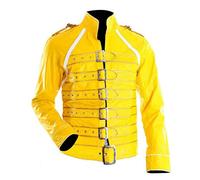 Freddie Mercury Veste unisexe en cuir véritable Jaune Wembley Queen, cuir, XXL