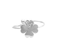 FREDDY Bague femme trèfle à quatre feuilles cloutées de pierres précieuses - acier inoxydable - bague pour femme hypoallergénique - diamètre 2 cm, couronne 1 cm - collection Rings - Idée cadeau,