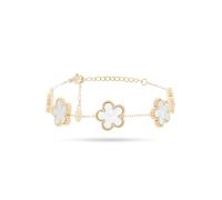 FREDDY Bijou en acier inoxydable doré, fleurs blanches, idée cadeau de haute qualité, 20 cm aperto, 9 cm chiuso