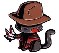 Freddy Krueger Nightmare Film d'horreur classique Costume Chapeau Pull Gant à lame de sang Halloween Chat Chaton Kitty Mignon Kawaii 3,6 cm Pin's en émail, 1.4 Inches, Émail, émail