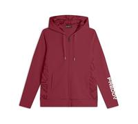 FREDDY - Sweat-shirt femme à capuche avec fermeture zippée et empiècements floraux, Jester Red-Allover Leaves Red, Medium