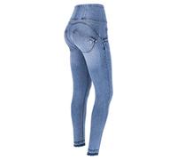 FREDDY WR.UP Jeans push-up WR.UP® 7/8 avec taille haute et coupe à cru aux chevilles, Denim Blu Medio-Yellow Seams, Xxs
