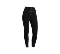 FREDDY WR.UP Jeggings push-up WR.UP® 7/8 coupe sablier taille haute avec fermeture éclair, Jeans Noir-Coutures Jaune, Extra Small