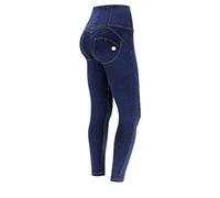 FREDDY WR.UP Jeggings Push up WR.UP® 7/8 Taille Haute Super Skinny avec Fermeture éclair, Jeans Sombre-Couture Jaune, Extra Large