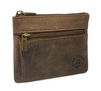 Frédéric&Johns® - Porte-Monnaie Homme - Petit Portefeuille - Porte-clés intégré - Porte-Monnaie carré en Cuir avec Deux Compartiments - Cuir épais Souple résistant (Marron 2)