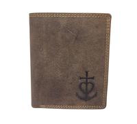 Frédéric&Johns® Portefeuille Homme en Cuir Véritable - Modèle Stone - Style Vintage - Protection RFID - Compact et Élégant - Compatible Permis de Conduire (Croix de camargue)