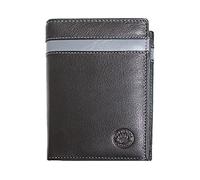 Frédéric Johns Portefeuille Homme - Grand Portefeuille - Portefeuille Cuir Veritable - Porte Carte Homme Cuir Modèle World (Gris)