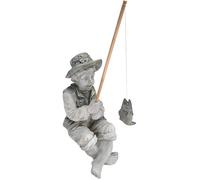 Frédéric le Petit Pêcheur d'Avignon Statue de Pêcheur pour Jardin, 38 cm, polyrésine, deux tons pierre