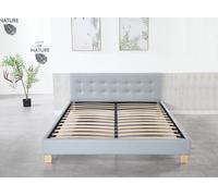 frederic - Solide et Confortable Lit avec Sommier + Tête de Lit Capitonnee Couleur GRIS + Pieds en 10 cm pour matelas en 120x190 - 2 x 13 Lattes - revetement PVC Simili facile d'entretien - Montage Ra