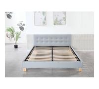 frederic - Solide et Confortable Lit avec Sommier + Tête de Lit Capitonnee Couleur GRIS + Pieds en 10 cm pour matelas en 120x190 - 2 x 13 Lattes - revetement PVC Simili facile d'entretien - Montage Ra