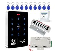 Fredorlokk Kit de contrôle d'accès WiFi Tuya Smart Dual-Band avec Clavier étanche IP68, Alimentation DC 12 V/3 A, Serrure électromagnétique 180 kg, Bouton de déverrouillage, 10 Porte-clés RFID