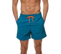 FREDRM Mens Swim Trunks Quick Dry Boardshorts with Mesh Lining Above Knee Swimwear Bathing Suits (Peacock Blue, M)