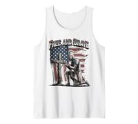Free and Brave Knight Prayer Drapeau américain Croix Patriotique Débardeur