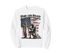Free and Brave Knight Prayer Drapeau américain Croix Patriotique Sweatshirt