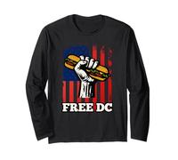 Free DC Sandwich Activism USA Flag Protest Fist Humor Manche Longue