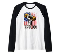 Free DC Sandwich Activism USA Flag Protest Fist Humor Manche Raglan