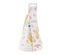 FREE & EASY Lot de 8 chapeaux de fête de 16 cm avec motif licorne - Décoration d'anniversaire pour fille - Blanc multicolore - Couleurs pastel