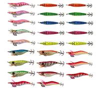 Free Fisher 24 PCS Lumineuse Turlutte Leurre pour la Pêche des Pieuvre,Seiches et Calamar Leurres de Pêche Appâts de Crevettes de Pêche Crevettes pour appâts durs