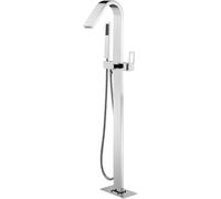 Free Floor Standing Bath Taps High Spout Flat Spout Freestanding Bath Taps with Shower Attachment Brass Freestanding Bathroom Tap,Chrome